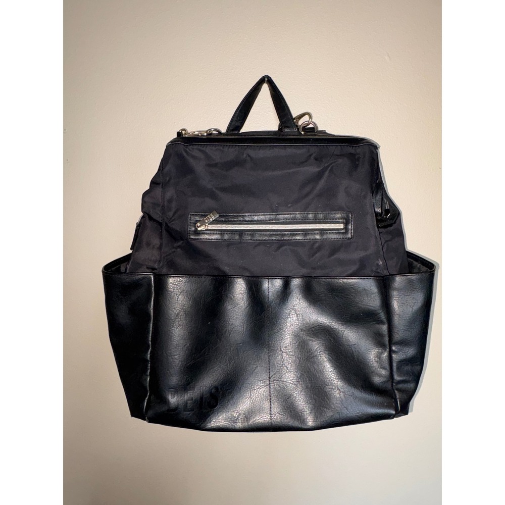 BEIS Diaper Bag Backpack Nylon Convertible Trolley Sleeve Travel Work Bag Black